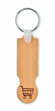 Logotrade promotional item picture of: Bamboo euro token key ring Rauma